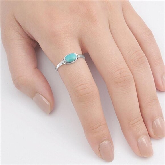 CHOOSE YOUR COLOR Sterling Silver Oval Ring - Picture 2 of 3